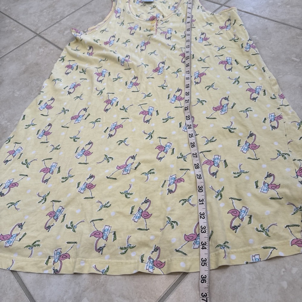 Vtg Ashley Taylor Sleepwear Nightgown Cotton Flamingo Palm Tree Sz Large - Picture 4 of 7